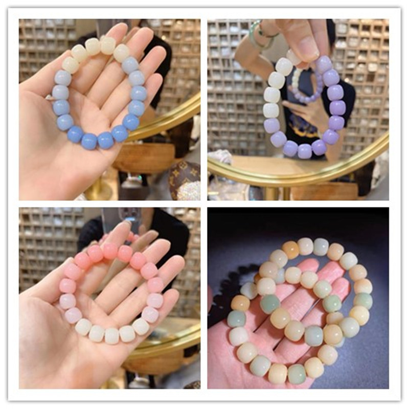 Imitation Bodhi Bracelet Hand Toy Girl Pliable Temperament Gradient Color Super Fairy Blue Peach Pink Buddha Beads Fashion Bracelet