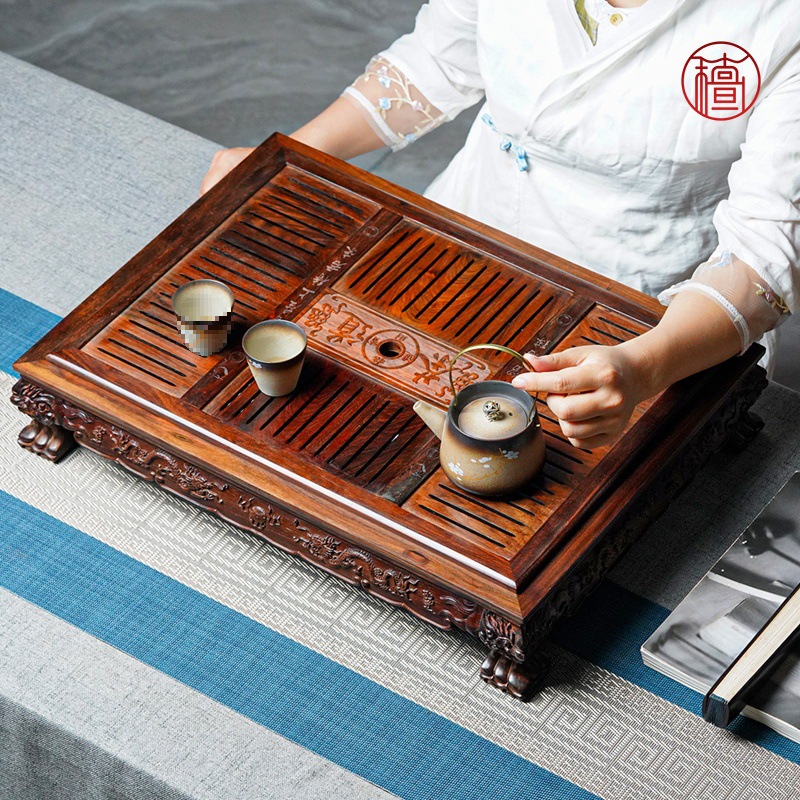 老挝大红酸枝木茶盘家用大号红木复古茶台茶海实木功夫茶具-阿里巴巴