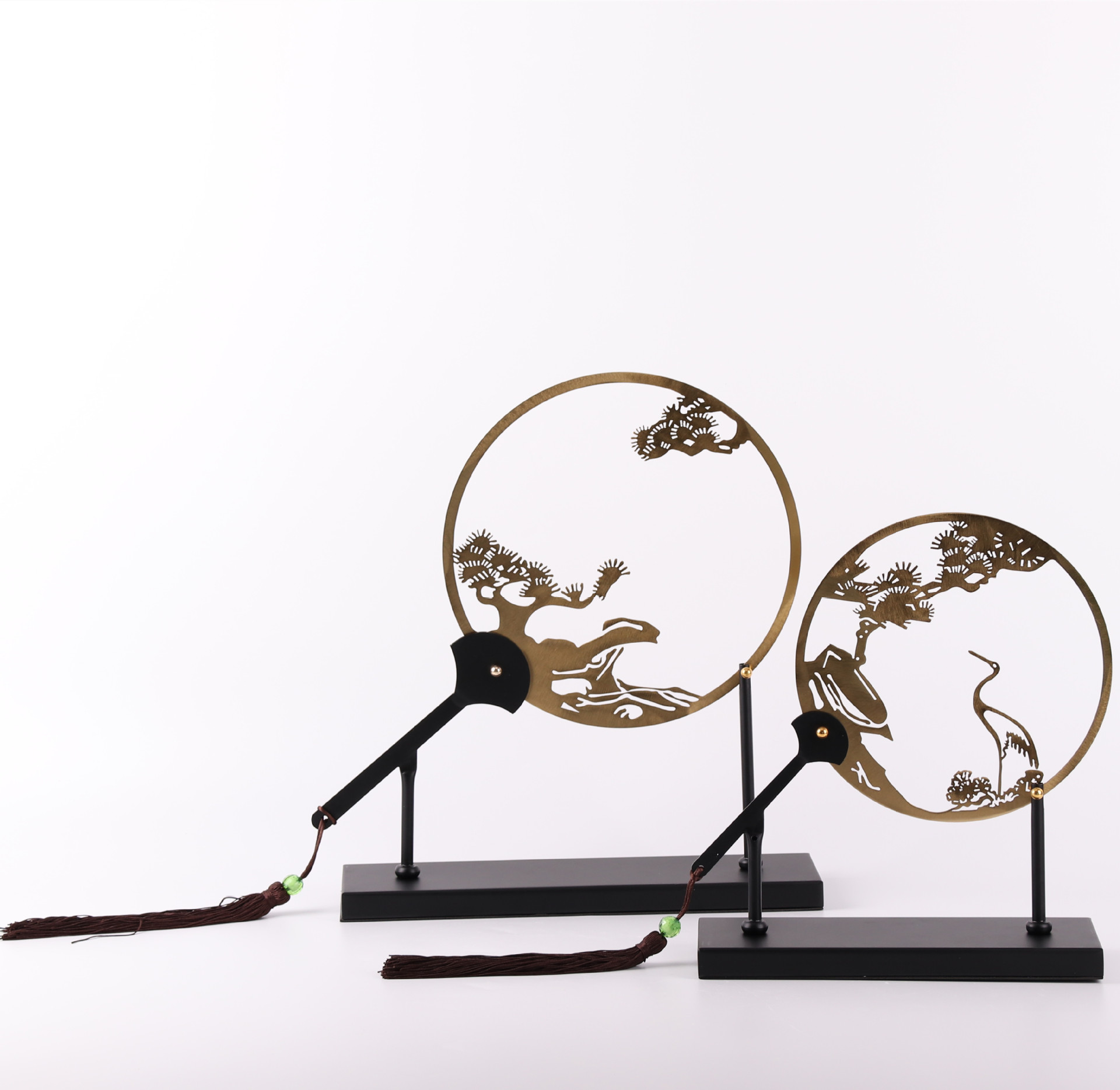 新中式创意金属仙鹤松树摆件样板房茶几电视柜酒柜客厅软装工艺品