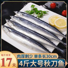 日式秋刀鱼冷冻烧烤食材新鲜商用深海鱼海鲜水产大号冰冻4斤