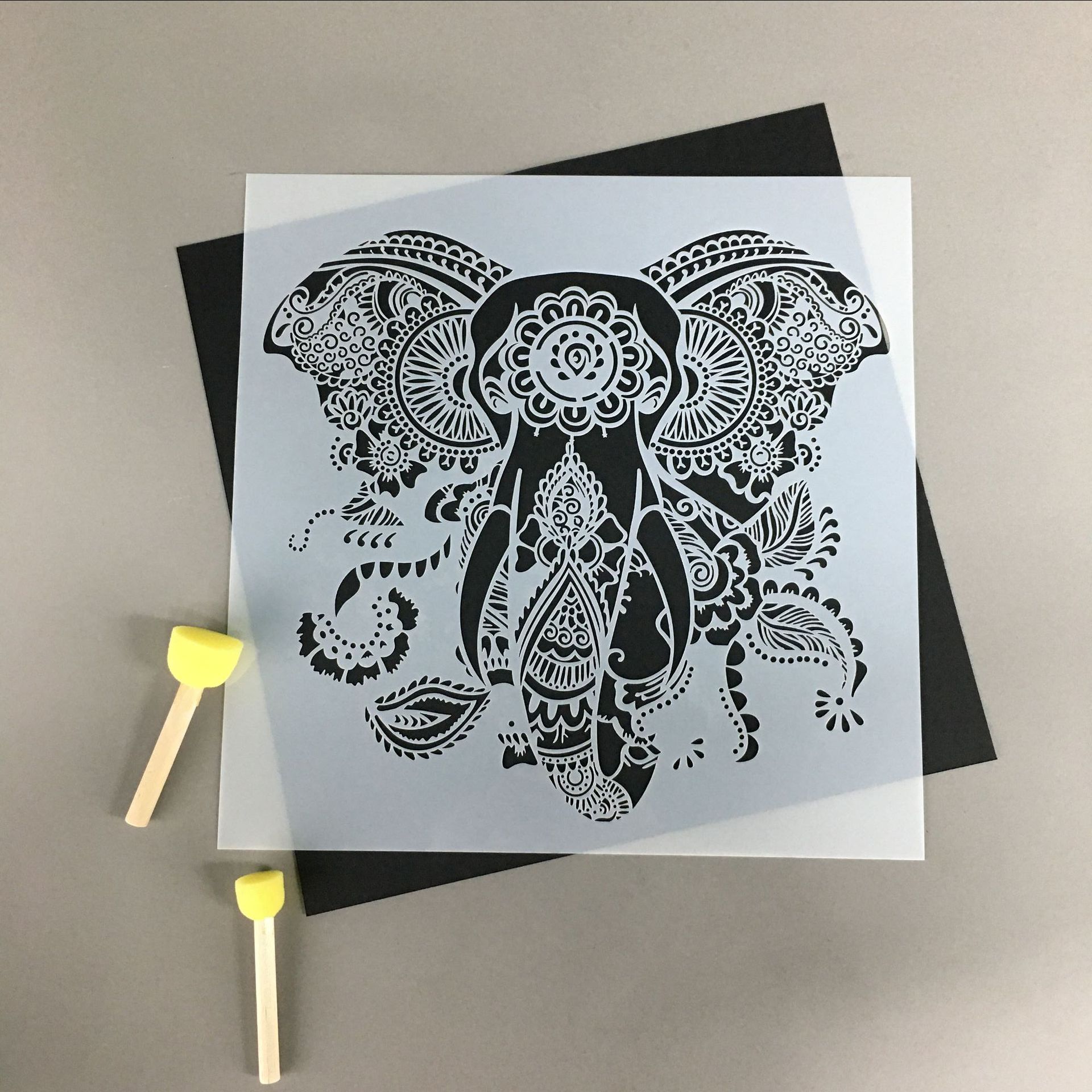 大象墙面装饰模板家具家居模板stencil pet装饰镂空绘图绘画模板