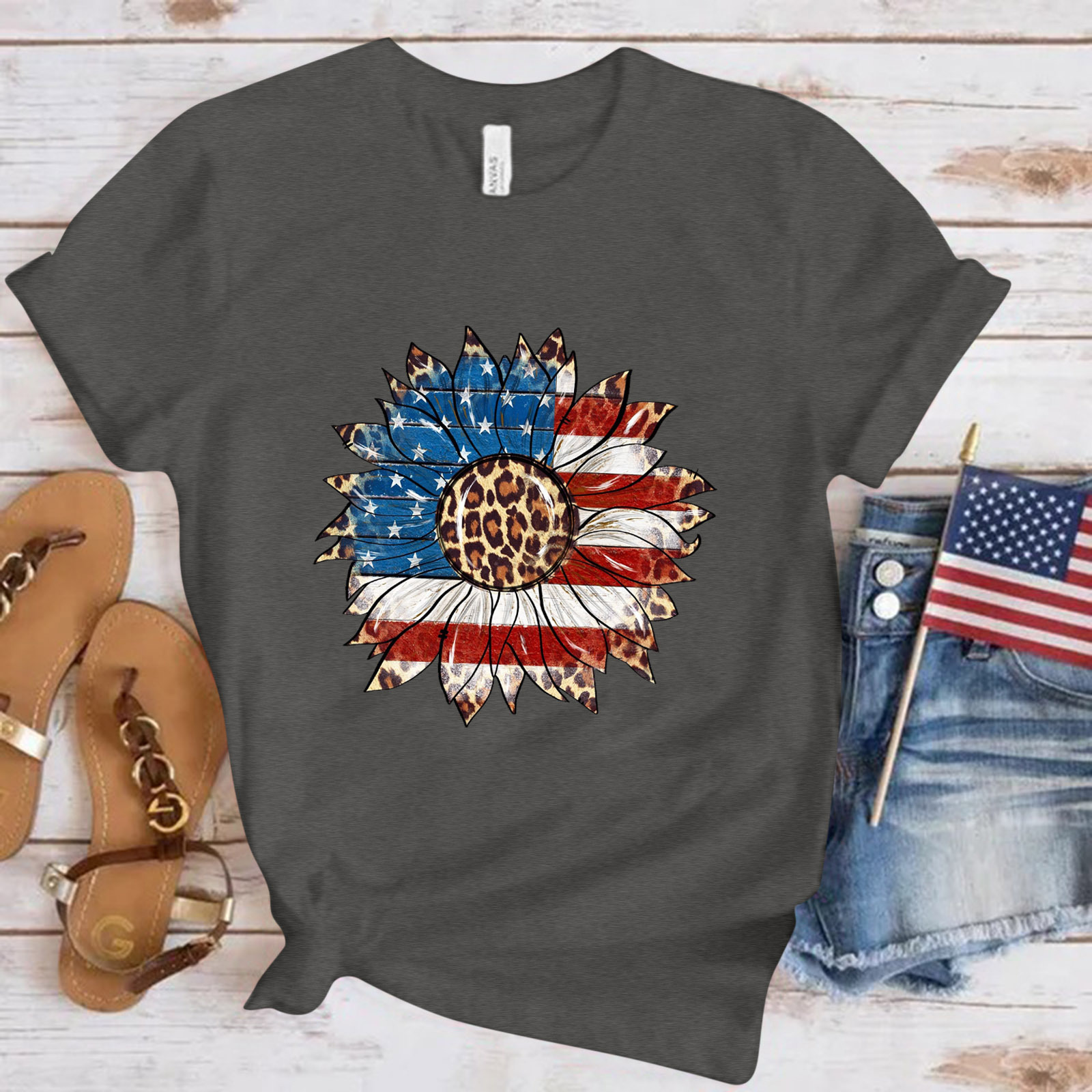 欧美风格外贸大码独立日新款女装太阳花印花图案短袖t恤-阿里巴巴