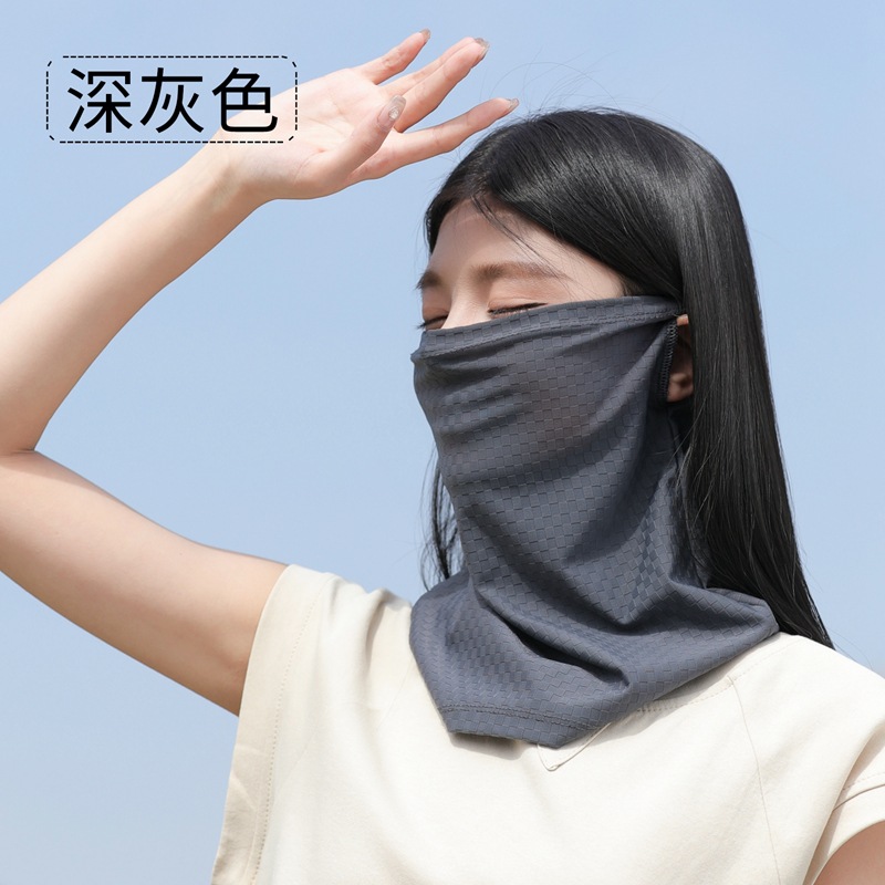 Nylon Sun Protection Mask Men's Full Face Uv Protection Women's Summer Neck Protection Ice Silk Face Cover Driving Sunshade Veil Ear Hanging