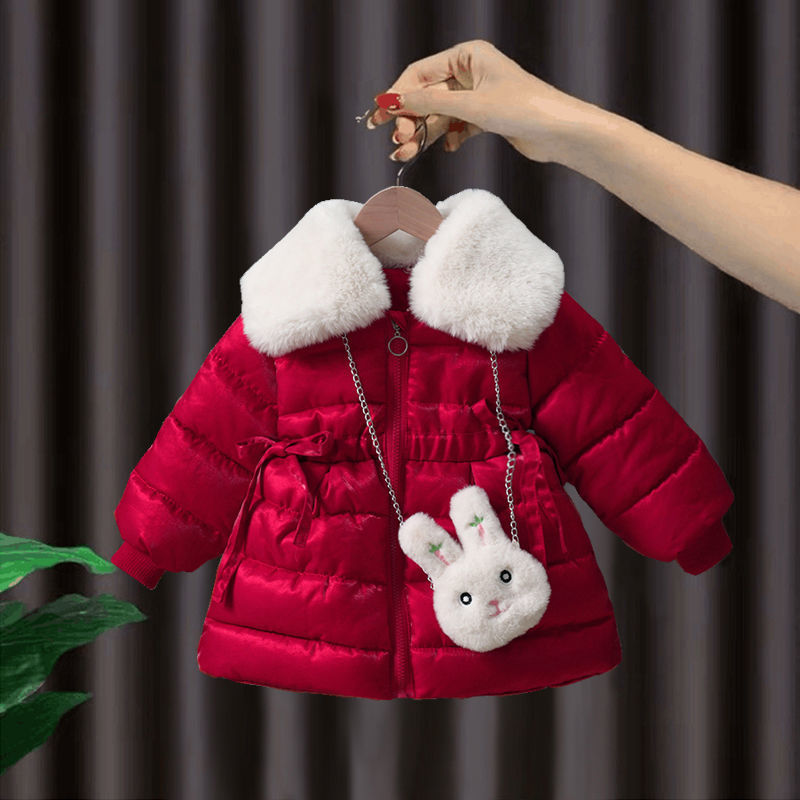 女宝宝韩版棉衣外套 新款冬装中小女童加厚加绒洋气小棉袄潮