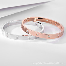 热卖款S925纯银精工高版本玫瑰金色卡扣镶石手镯欧美时尚情侣手环
