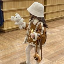 儿童韩版童装2023秋冬新款女童洋气皮毛一体外套麂皮绒毛绒上衣
