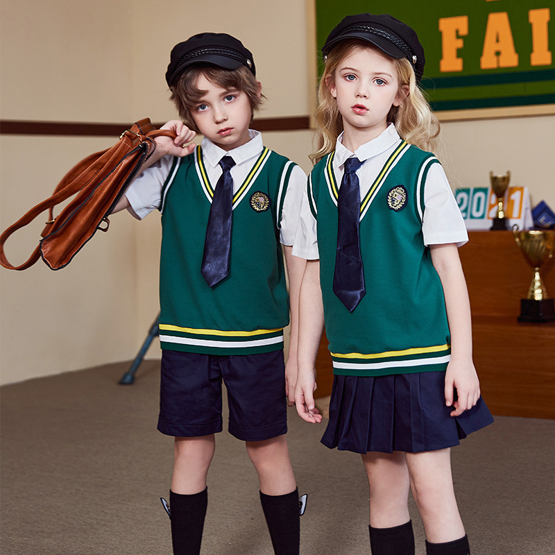 2021年夏季新款中小童学生幼儿园园服小学生老师英伦欧美校服批发