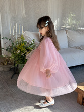 童装裙子儿童长袖亮片连衣裙中大小女童仙女蛋糕蓬蓬纱裙