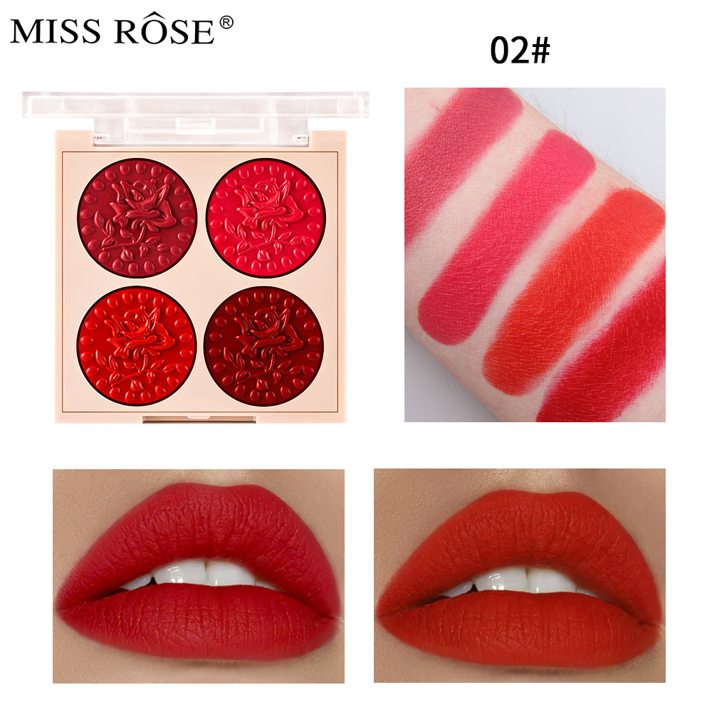 Missrose Popular Recommended Matte Embossed Lipstick Set Box No Stain on Cup Non-Fading Lipstick Compact Wholesale Supply