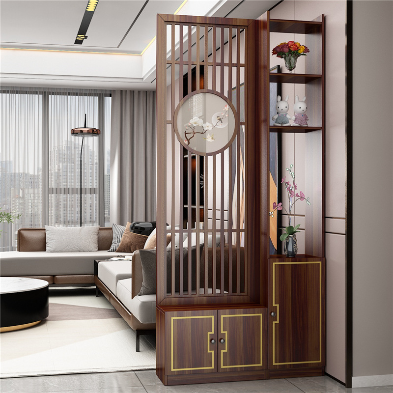 屏风隔断客厅新中式玄关实木格栅入户挡煞穿堂镂空轻奢卧室置物架