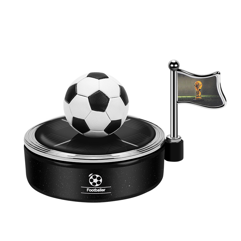 Cross-Border Hot Sale Car Solar Rotating Football Aromatherapy Fans around World Cup Decoration Car Perfume Gift