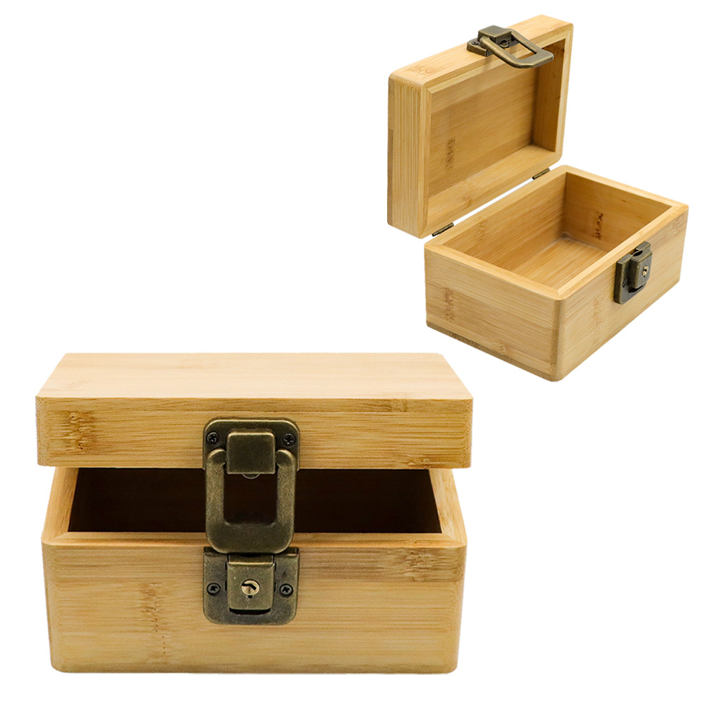 竹木质烟具收纳盒 手卷木盒 带锁木头烟盒 木烟具配件 pill box