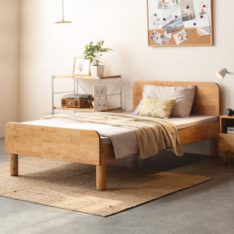 全实木单人床原木床儿童床男女孩简约日式家用卧室1米2经济型柏木