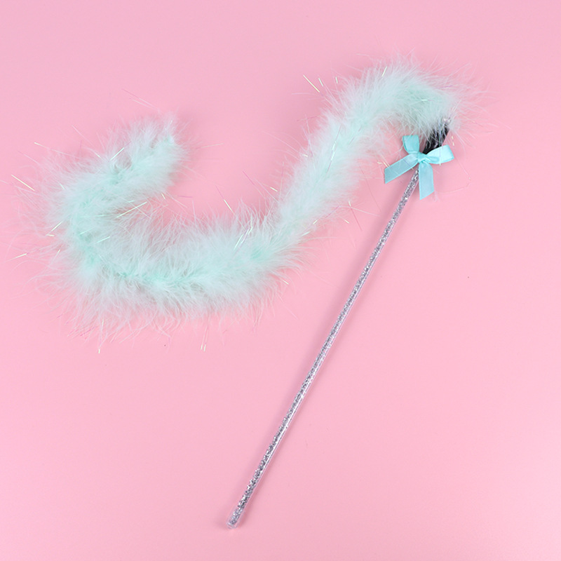 New Cute Bow Silver Feather Fresh Cat Teaser Funny Cat Artifact Cat Toy Play Factory Direct Sales