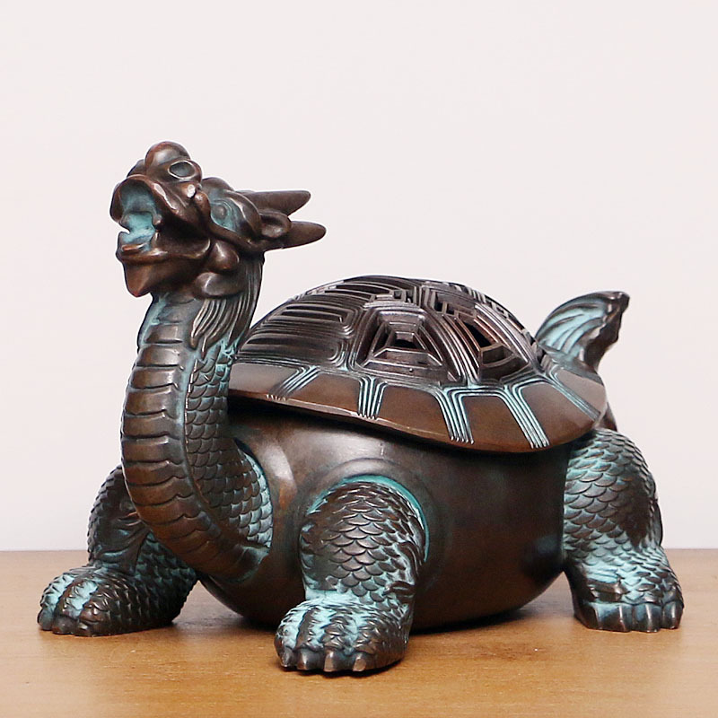 仿古青铜龙龟熏香炉家用室内创意盘香檀香炉古装影视道具香炉摆件