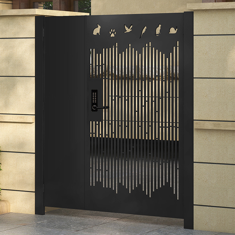 铁艺庭院门百叶现代别墅大门单双开户外简易小铁门家用农村入户花