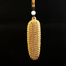 丰收玉米木雕玉米小叶黄杨木雕钥匙扣木雕挂件文玩玉米摆件手把件