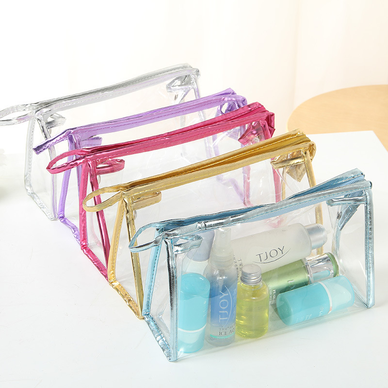 Transparent Waterproof Portable Cosmetic Bag Fashion Women's Storage Bag Travel Portable Toiletry Bag Briefcase Candy Edge