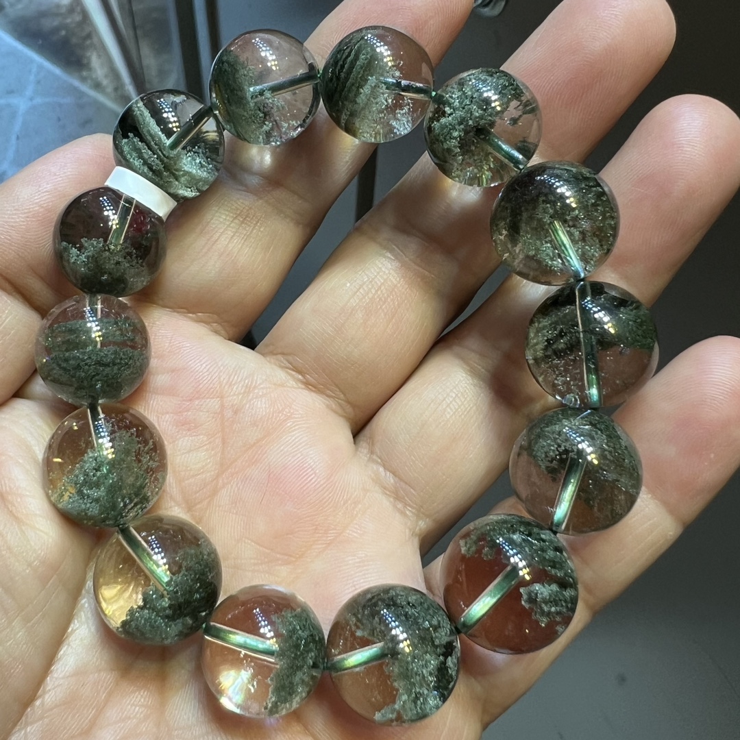 天然巴西绿幽灵聚宝盆手链晶体干净盆形漂亮15mm左右-阿里巴巴