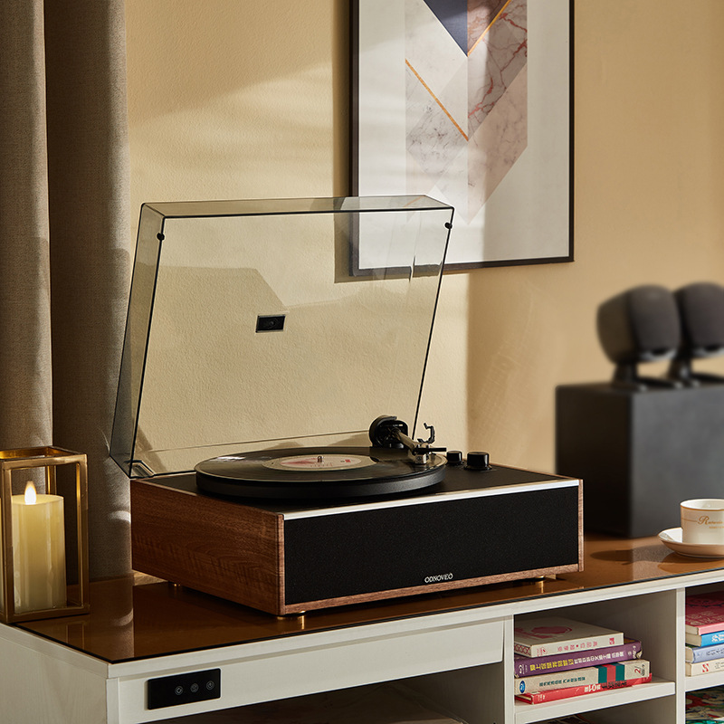 欧蒂诺黑胶唱片机电唱机现代法式中古原木风蓝牙音响多功能-阿里巴巴