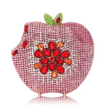 苹果镶钻晚宴包跨境外贸水钻离合器欧美宴会手拿包女Apple clutch