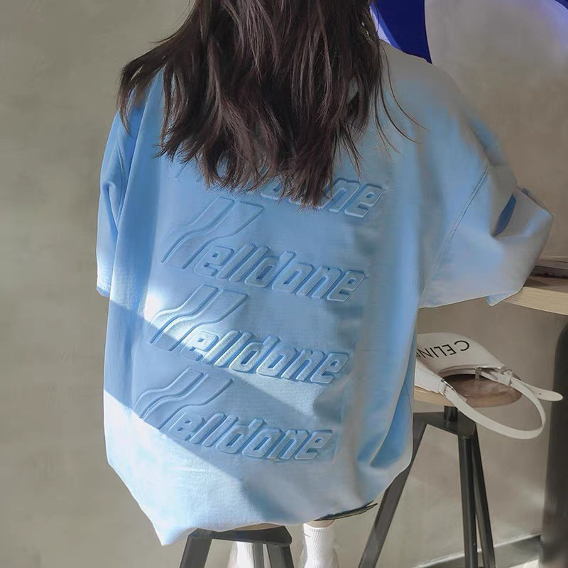 原品】we11done 新款浮雕印花圆领welldone短袖情侣男女t恤现货