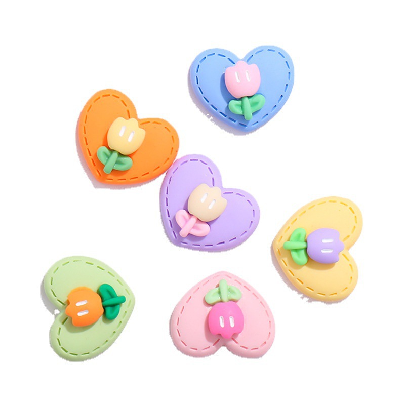 Heart Tulip Little Flower Cream Glue Phone Case Resin Hairpin Ornament DIY Handmade Ingredients Accessories