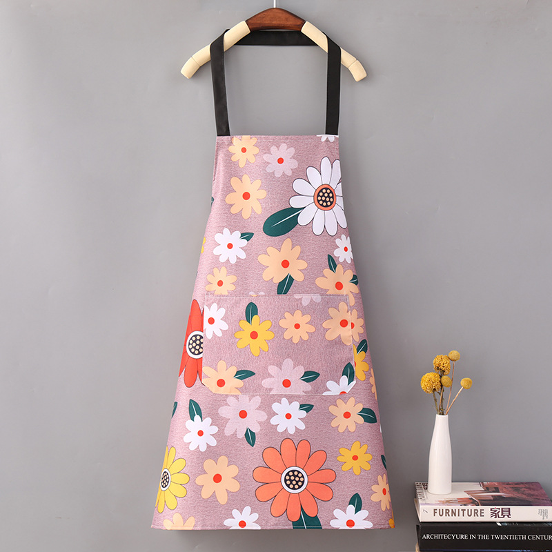 Apron Household Fashion Kitchen Adult Sleeveless Daisy Waterproof Apron Female Factory Wholesale Customizable Advertising Apron