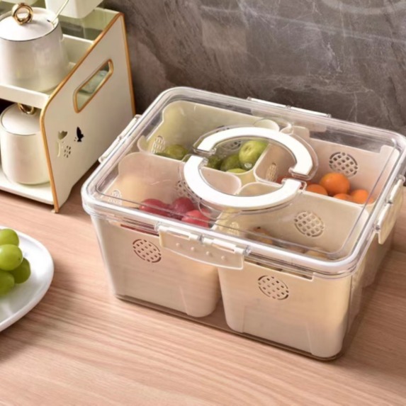 Pet Extra Thick Retain Freshness Storage Box Sealed Refrigerator Vegetable and Fruit Storage Separately Packed Case Frozen Drain with Cover