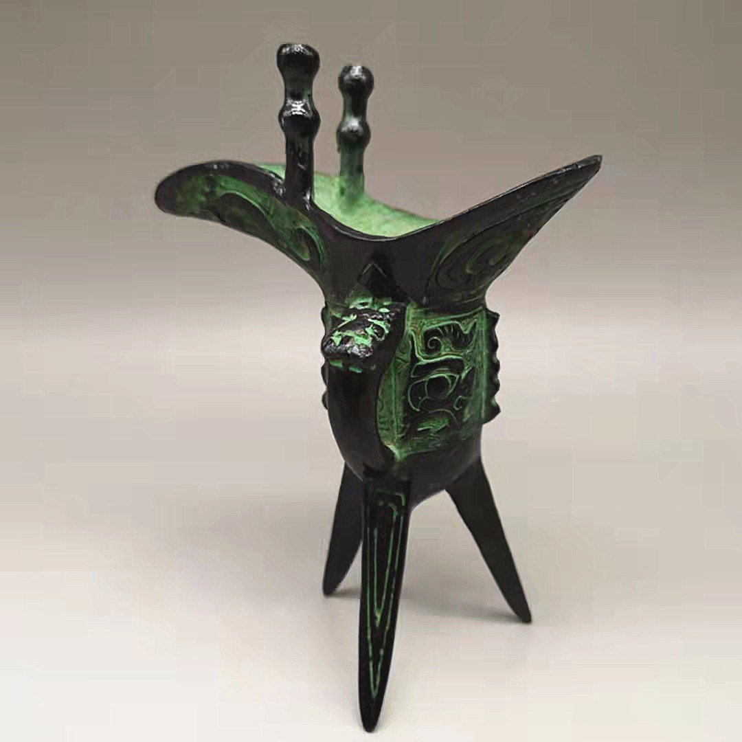 古玩铜器青铜酒杯酒樽酒爵觥摆件三角杯金属工艺品器皿批发