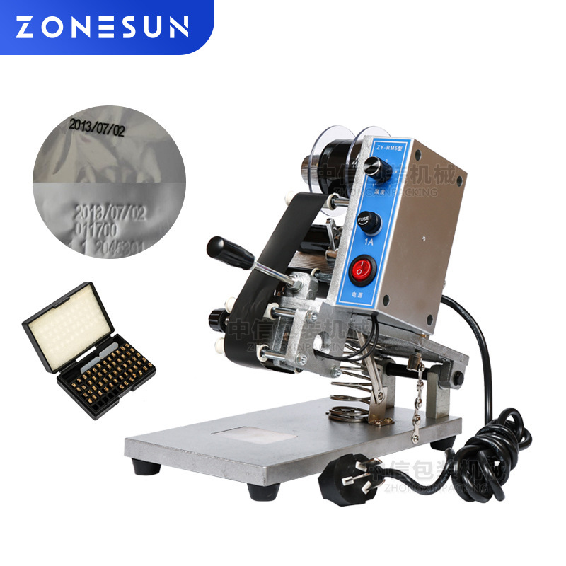 ZONESUN ZY-RM5彩带热印机 手压直热式钢印打印生产日期打码器