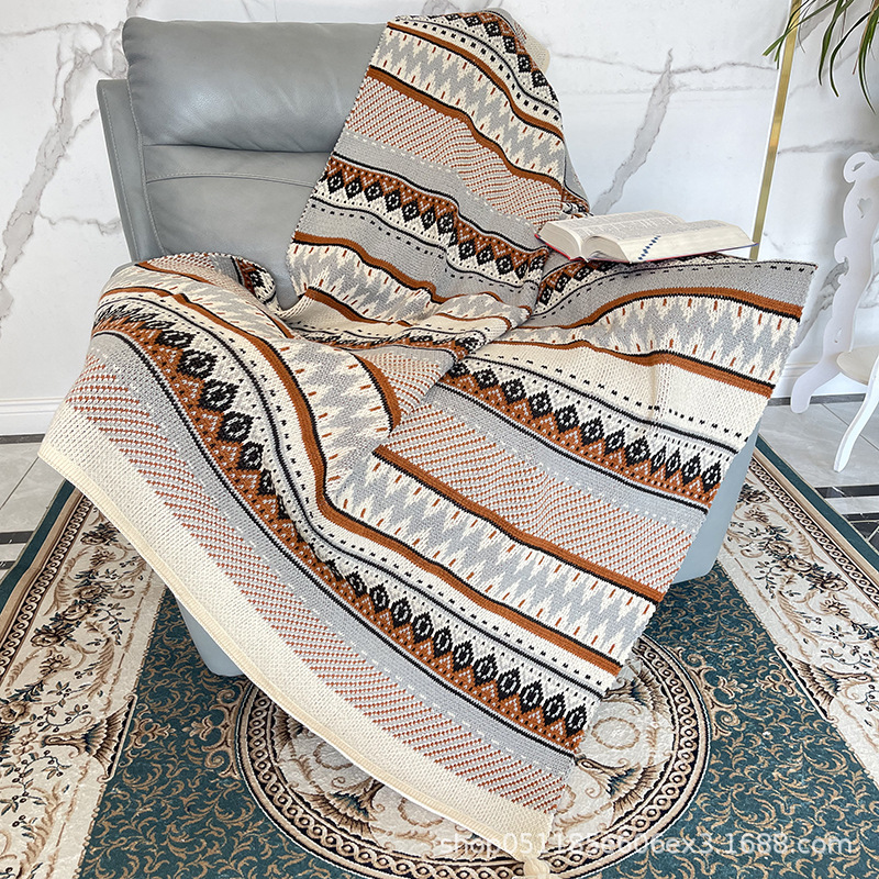 A Knitted Jacquard Sofa Blanket Cross-Border Hot Available for All Seasons