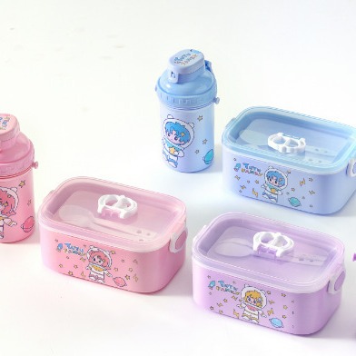 Heating Lunch Box with Kettle Lunch Box with Lid and Tableware Crisper Compartment Kids Lunch Box