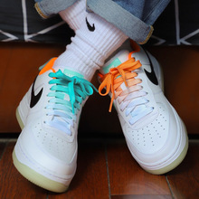 小白鞋适配aj1空军一号af1男白绿橙薄荷绿橙渐变 鞋带男女