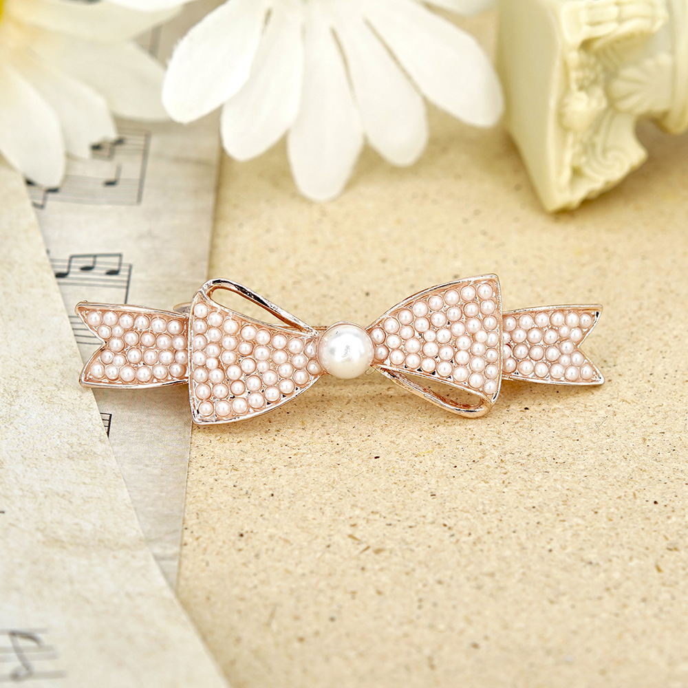 Japanese and Korean Pearl Headdress Bow Hair Accessories Diamond Spring Hairpin Fashionable Hairpin Updo Ponytail Clip Head Clip Wholesale