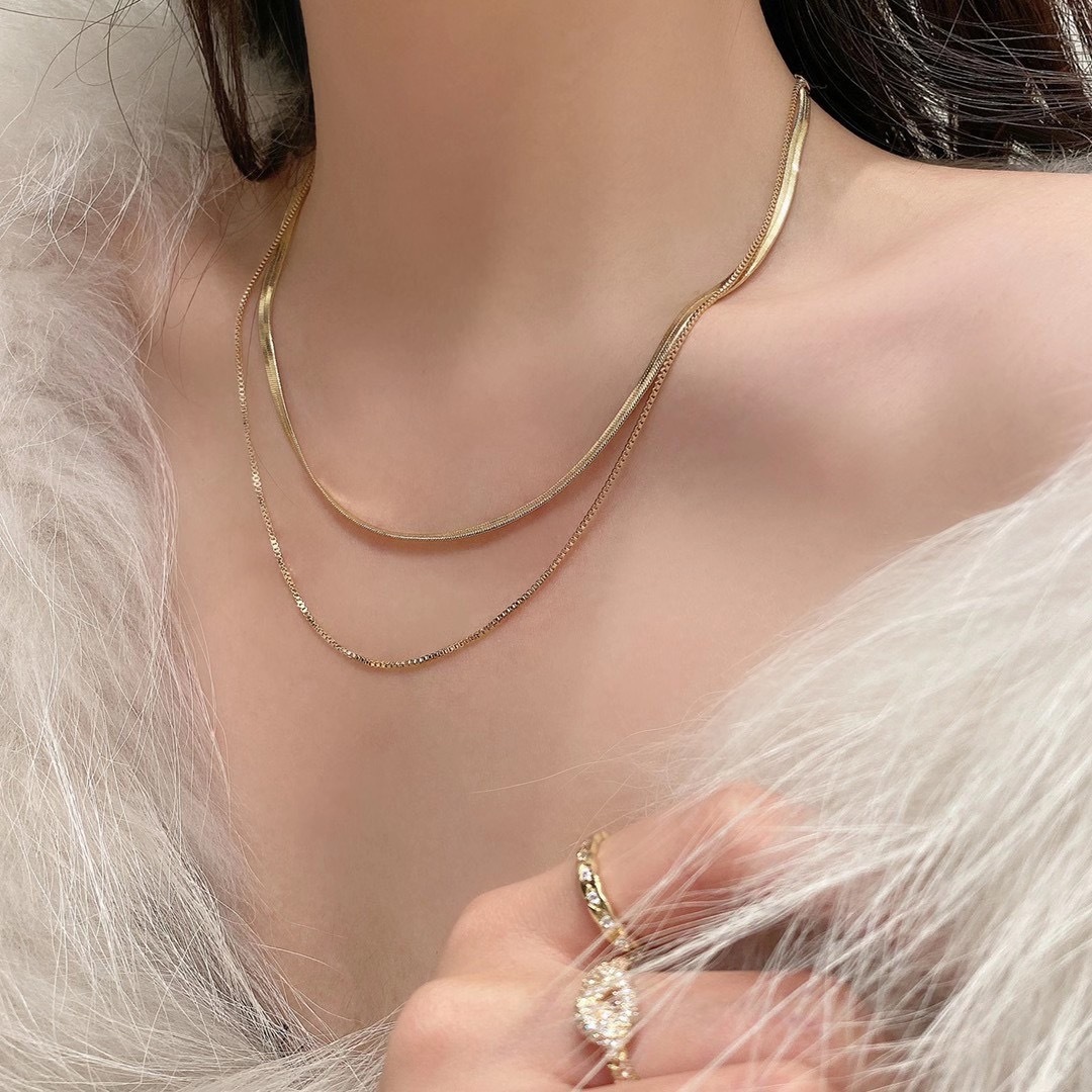 韩国东大门项链女超仙气质百搭双层叠戴项链颈链锁骨链欧美冷淡风
