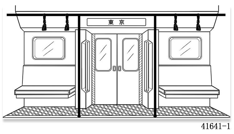 手绘素描日式二次元黑白线条地铁背景墙纸网红奶茶店餐厅漫画壁纸