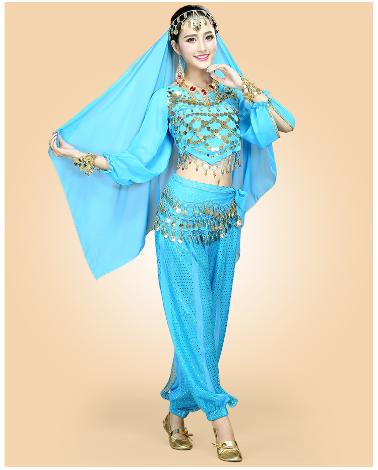 华宇舞蹈印度舞演出服装新疆民族舞天竺少女舞台表演长袖裤子套装