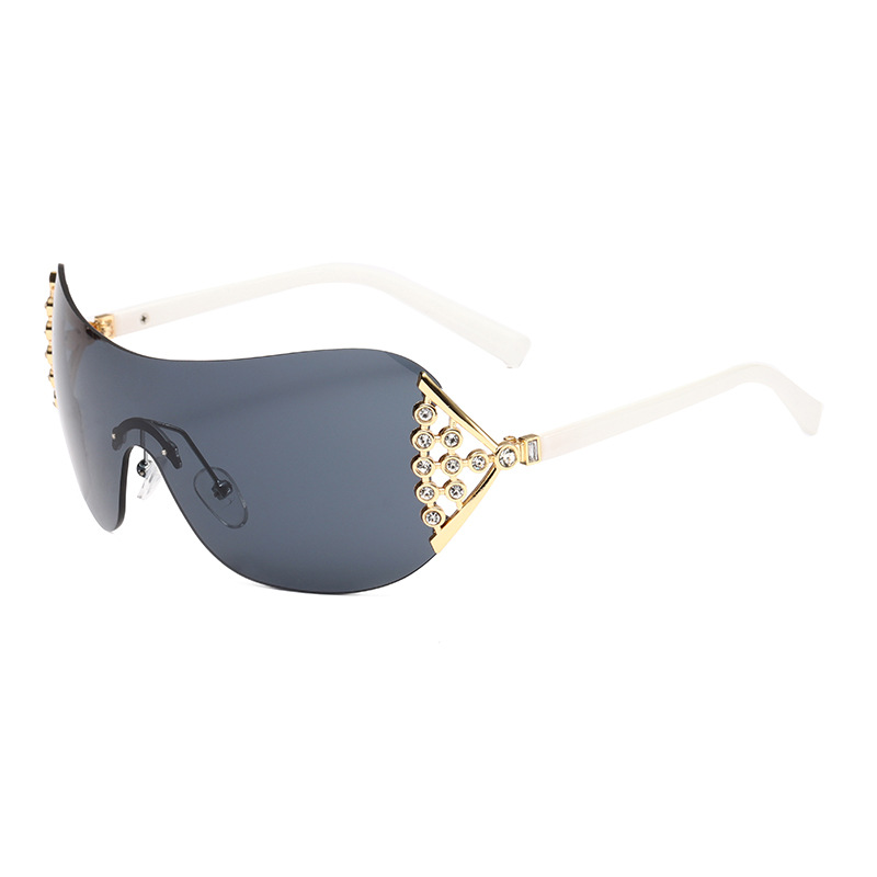 2024 New Frameless Fashion Trend Sunglasses Uv-Proof Special-Shaped Glasses Spot Drill Sunglasses Wholesale 5845