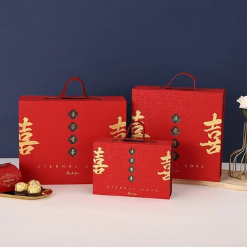 新款中国风吾家有喜礼品盒婚礼回礼喜糖盒红色伴娘伴手礼盒 批发