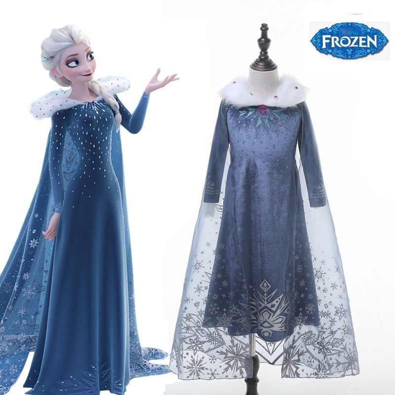 秋冬新款万圣节礼服冰雪奇缘艾莎女王公主裙女童连衣裙派对演出服