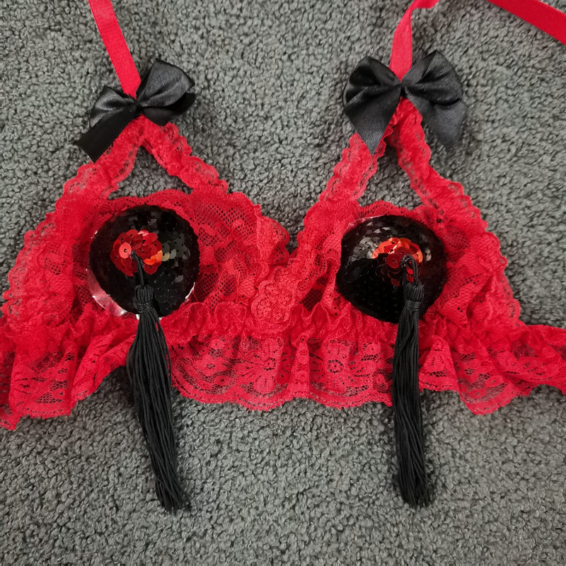 现货血滴子反复使用乳贴 性感亮片圆形流苏胸贴 厂家批发美胸贴