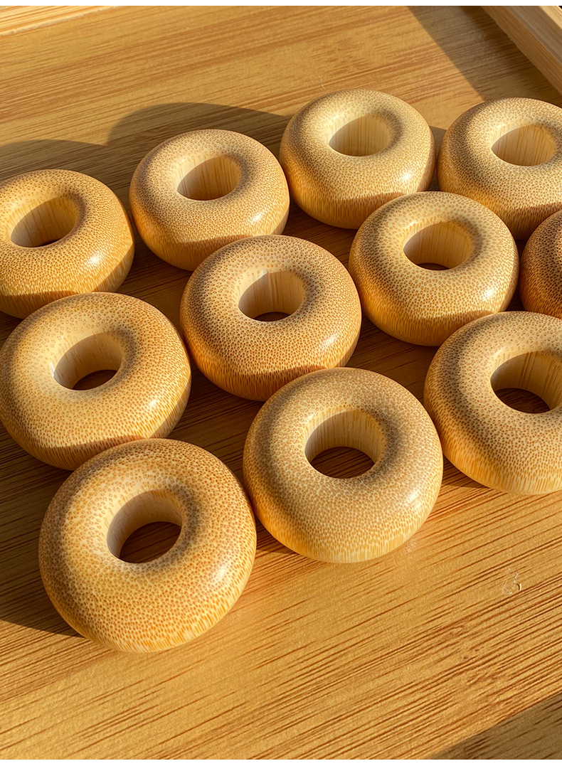 [玉节升]实心竹龙血金丝竹面包圈平安扣面包扣配饰文玩手把件满密