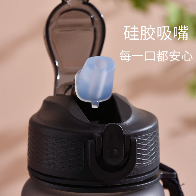 Cross-Border 1000ml Gradient Color Suction Nozzle Cup Plastic Cup Sports Drinking Cup Straw Cup Frosted Portable Sports Bottle Wholesale