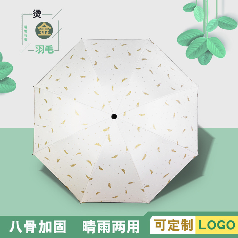 Three-Fold Manual Sun Protection Uv-Proof Sun-Proof Men's and Women's Dual-Use Logo Printing Advertising Umbrella