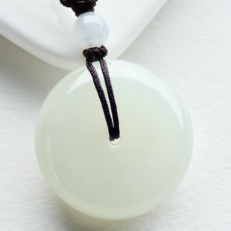 和田玉吊坠情侣白玉平安扣男女玉坠挂件批发玉石批发带证书