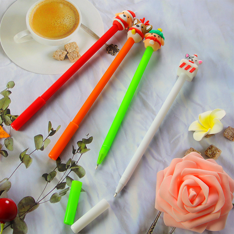 Cute Christmas Gel Pen Student Prize Gift Wholesale Cartoon Animal Shape Ball Pen Creative Stationery Signature Pen