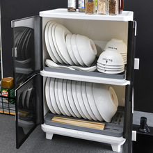 工厂直销批发塑料防尘沥水架 碟盘碗筷餐具收纳箱 家用厨房置物柜