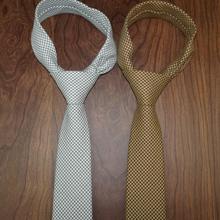 羊毛千鸟格新款金色韩版窄领带 6cm个性休闲百搭毛呢灰色小领带