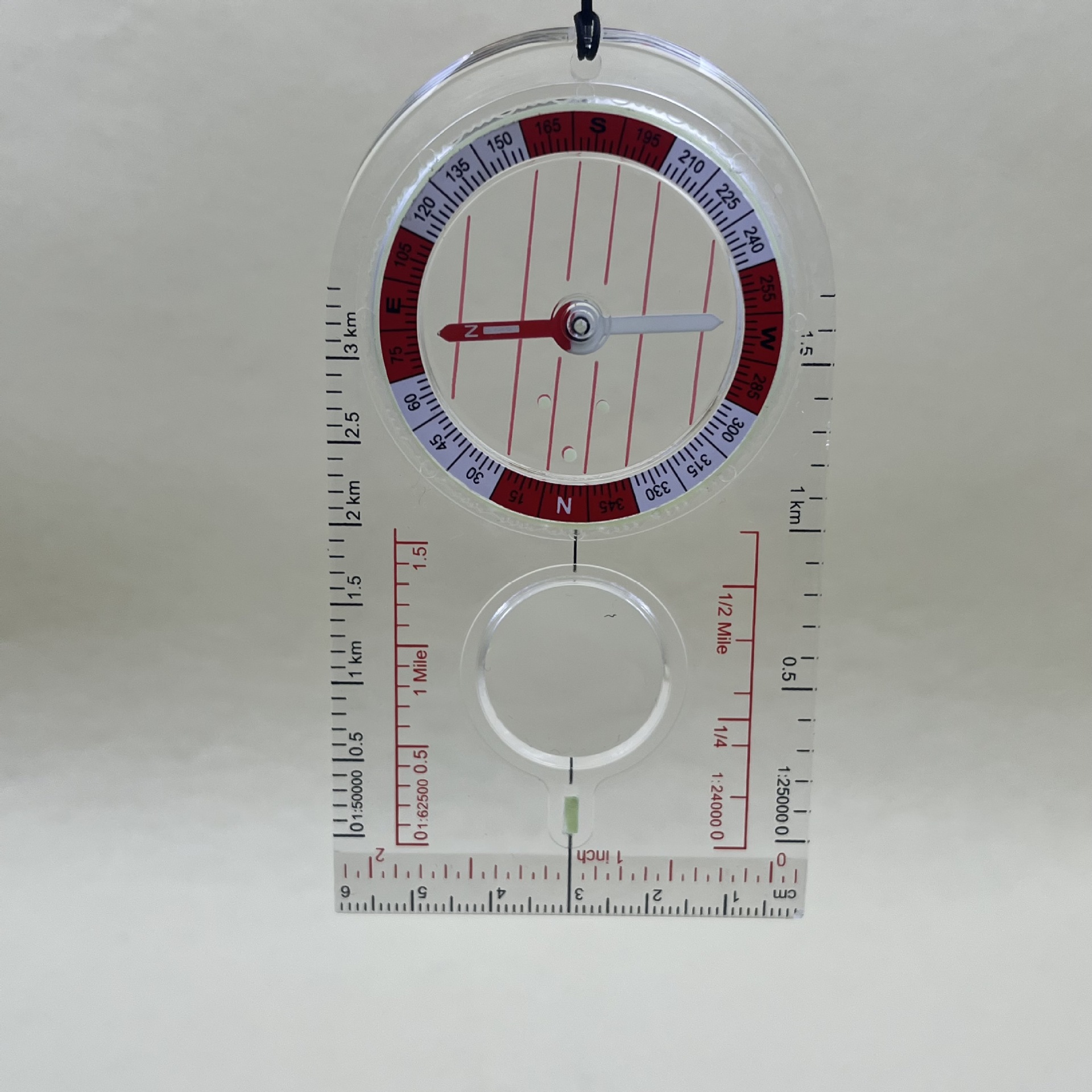 New Amazon Hot Outdoor Strong Magnetic Transparent Ruler Compass Magnifying Glass Student Gift Compass